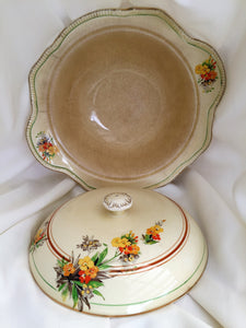 Royal Winton Vintage Ceramic Vegetable Serving Bowl with Lid