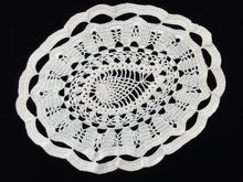 Load image into Gallery viewer, Vintage Crocheted Oval Freeform Ivory/Cream Cotton Lace Doily Table Centre Mat