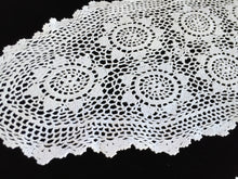 Load image into Gallery viewer, Pair of Oval Vintage Crocheted White Chunky Cotton Lace Table Runners