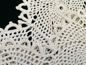 Pair of Triangle Shaped Chunky Cotton Crochet Lace Doilies or Table Mats with Pinwheels Design