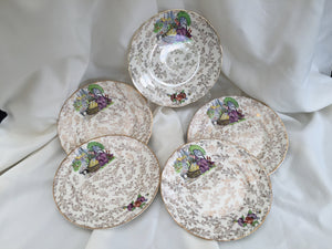 Set of 5 Vintage James Kent Lavender Lady Dessert or Side Plates