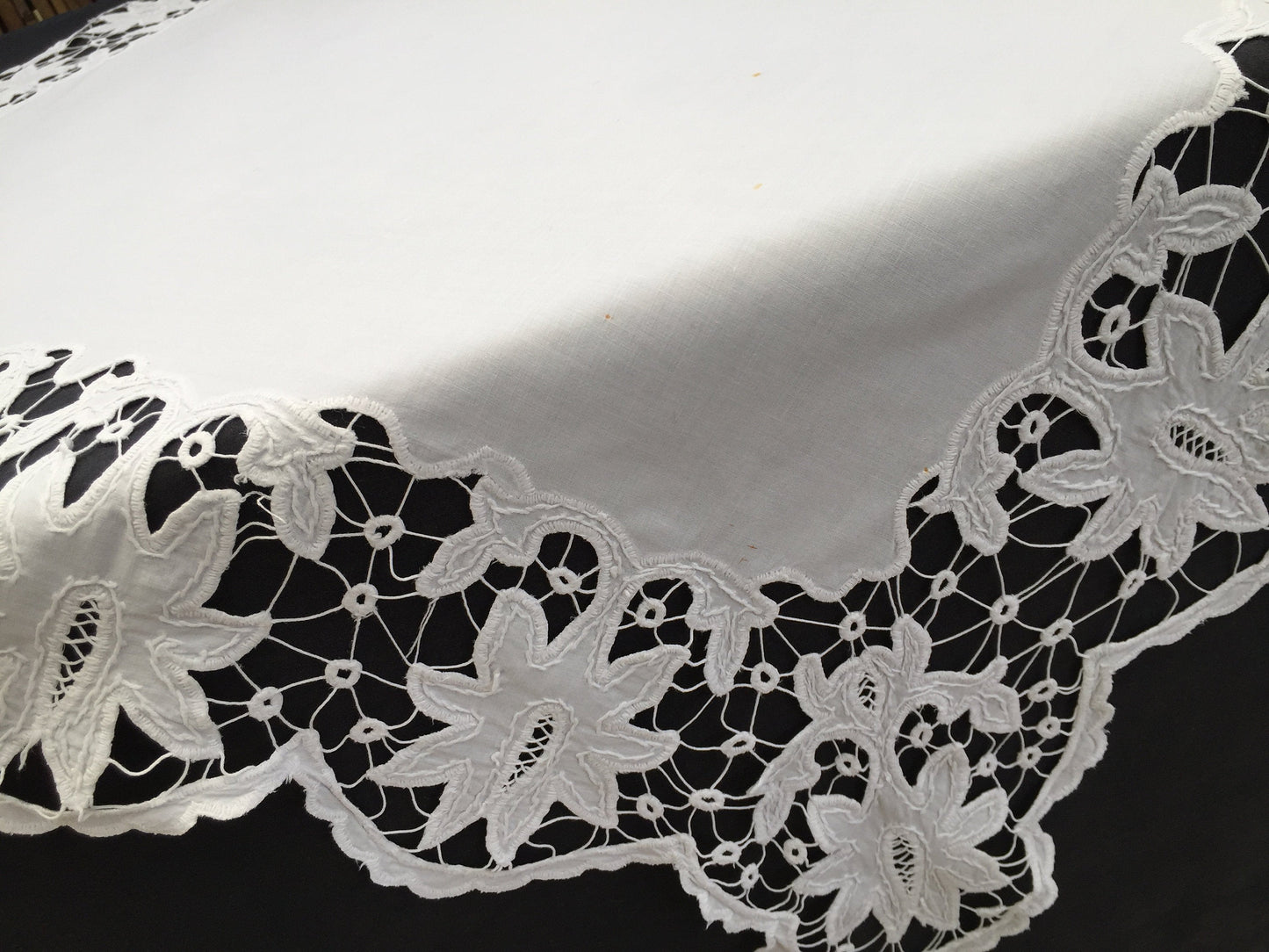 Embroidered Square Tablecloth with Madeira (Cutwork) and Needle Lace