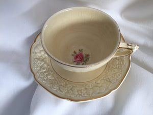 Crown Ducal Florentine Rose Pattern 5379 Embossed Teacup and Saucer