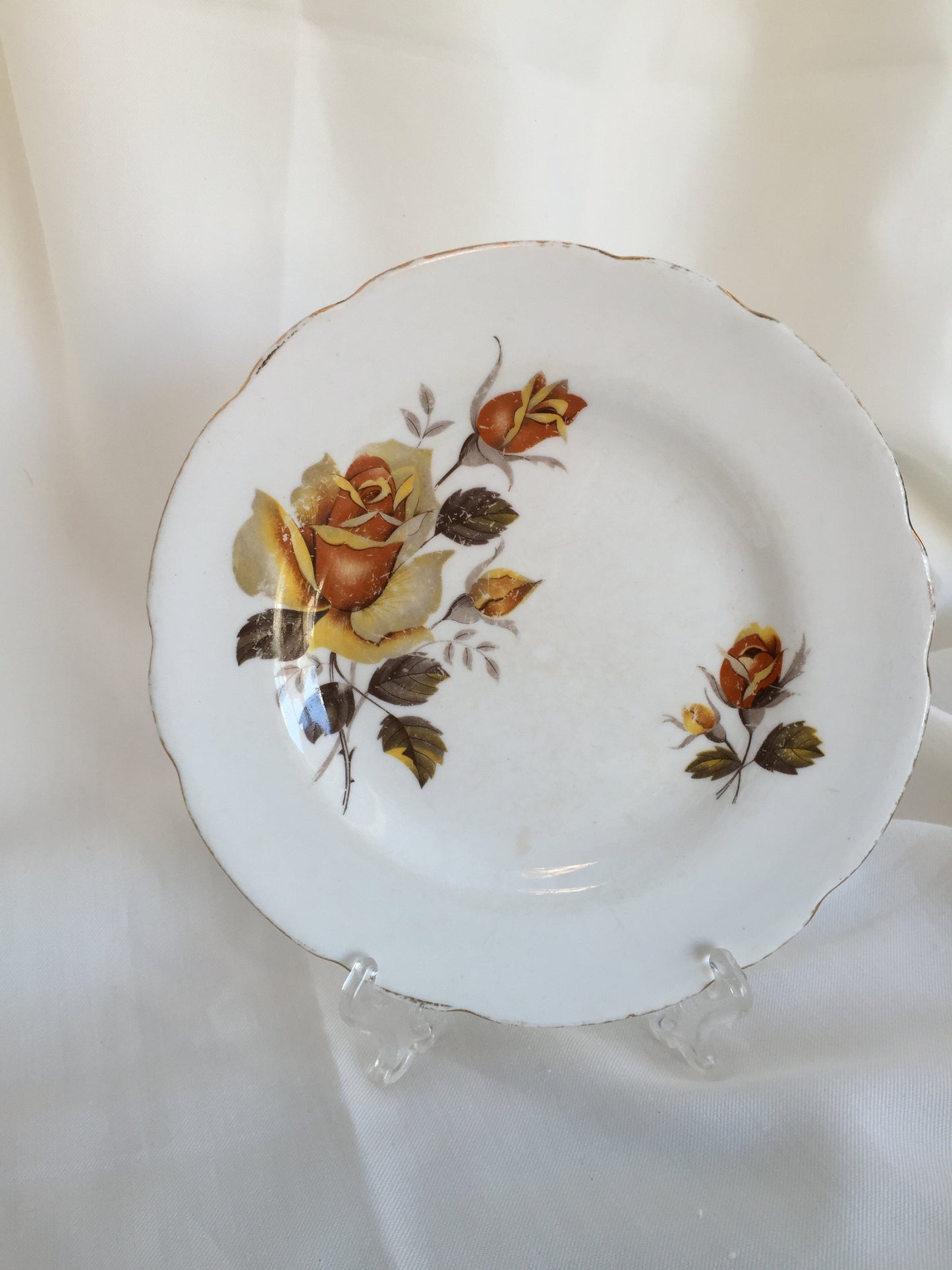 2 Regency (England) 6.5" Bread and Butter Plates with Yellow Roses