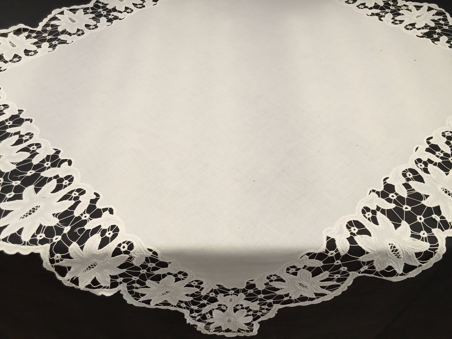 Embroidered Square Tablecloth with Madeira (Cutwork) and Needle Lace