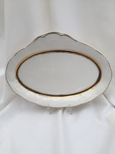 Load image into Gallery viewer, Creampetal Grindley Oval Sandwich Serving Platter Ivory with Gold Band
