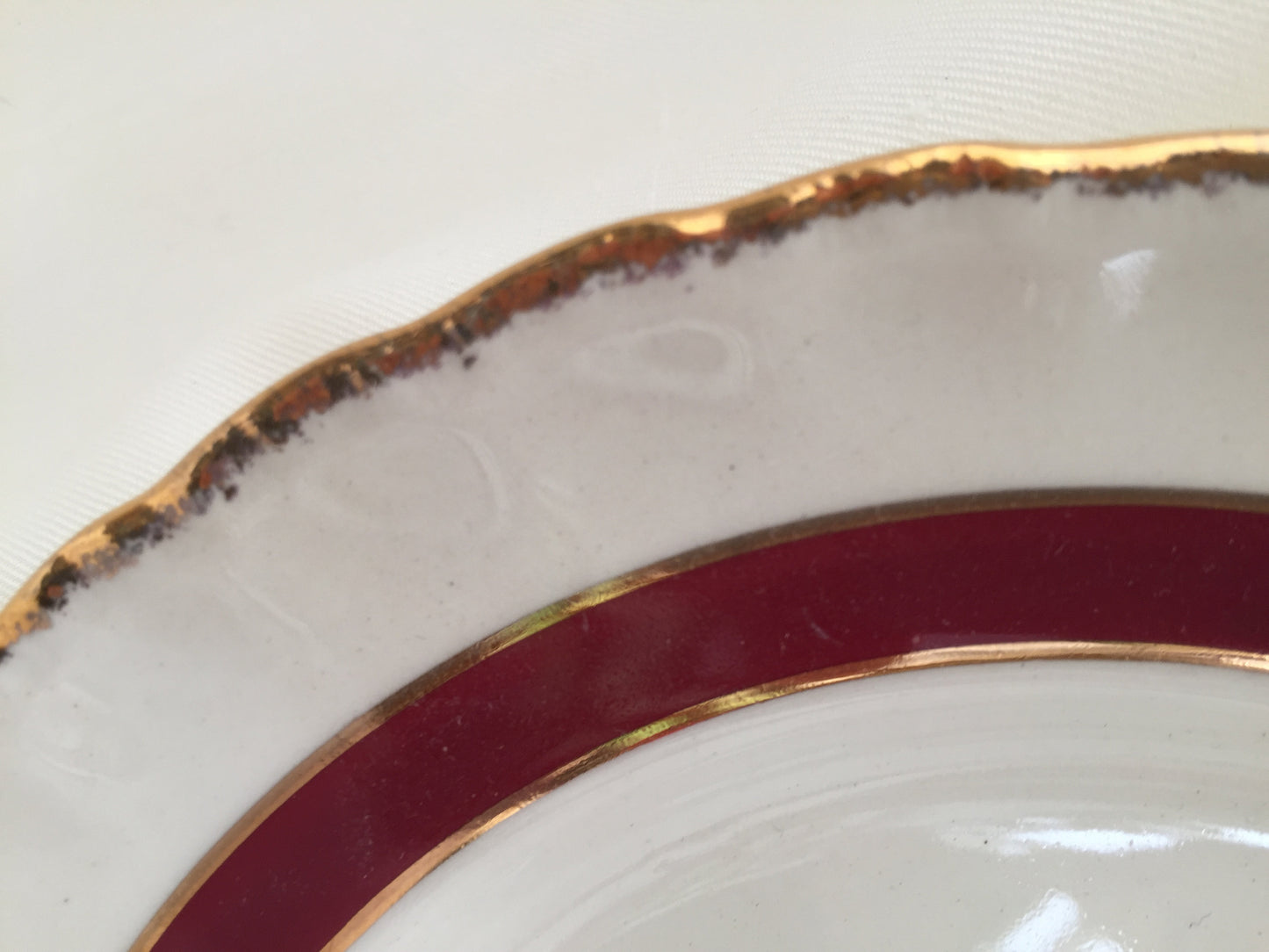 Creampetal Grindley 7" Bread and Butter Side Plate Ivory/Burgundy/Gold Band