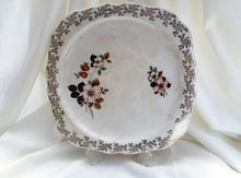 Load image into Gallery viewer, Lord Nelson 10&quot; Square Flat Cake Plate Gold Filigree and Floral Design