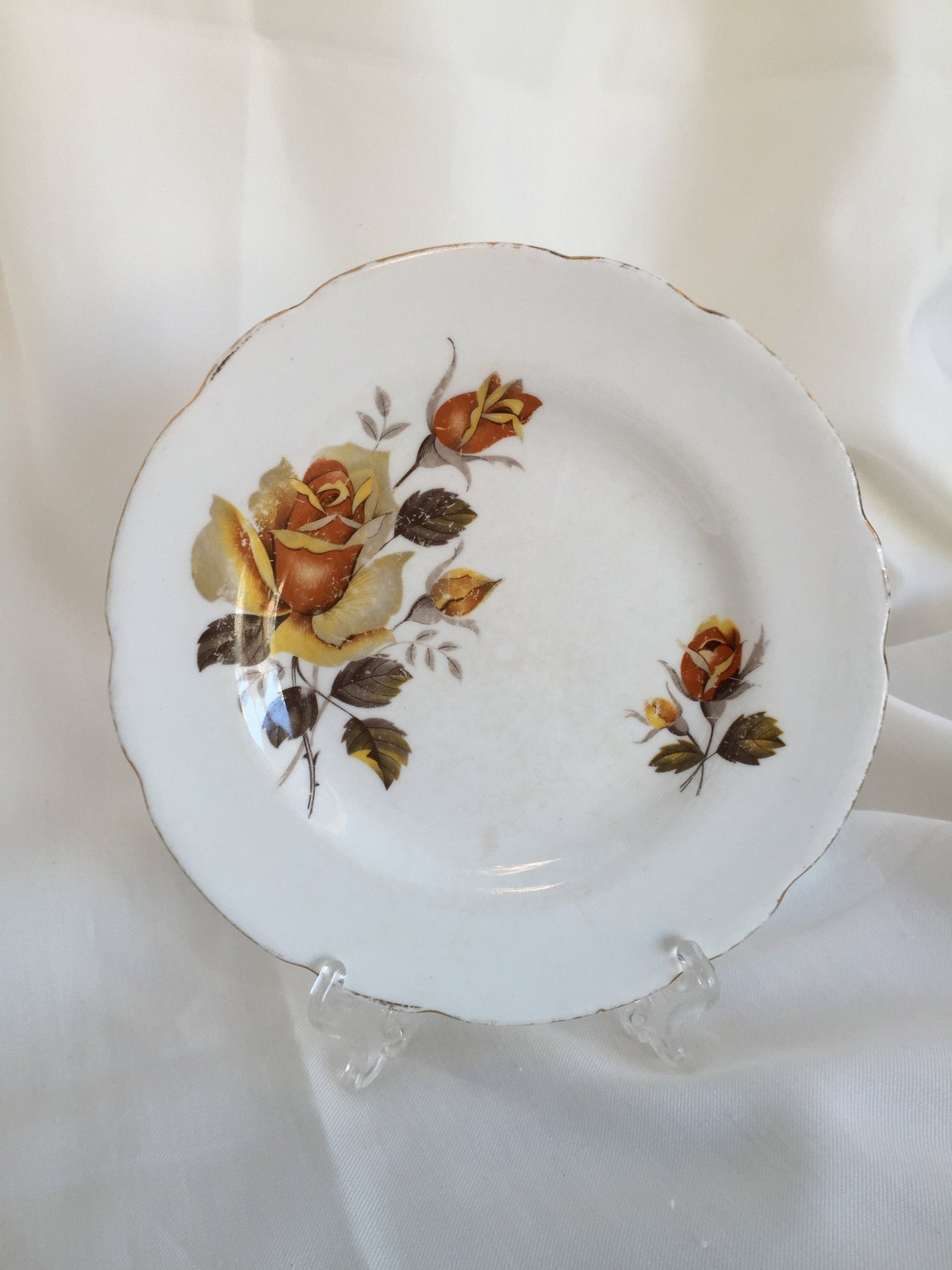 2 Regency (England) 6.5" Bread and Butter Plates with Yellow Roses