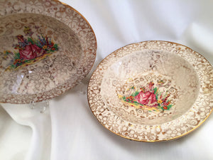 A Pair of H & K Tunstall Crinoline Lady Dessert/Compote/Cereal Bowls