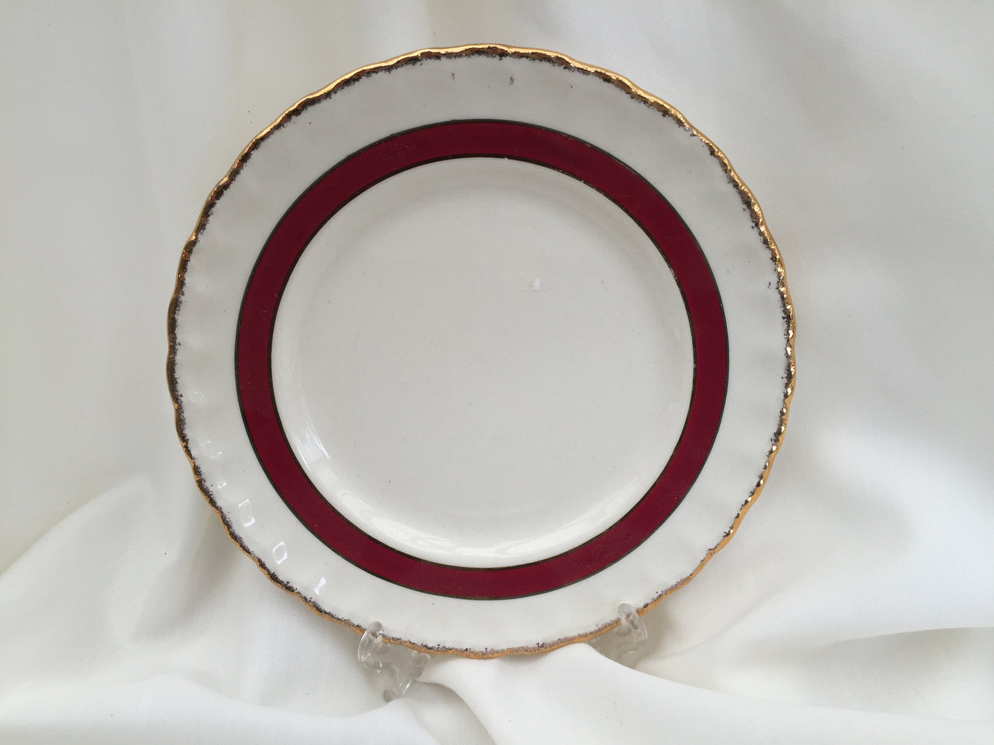 Creampetal Grindley 7" Bread and Butter Side Plate Ivory/Burgundy/Gold Band