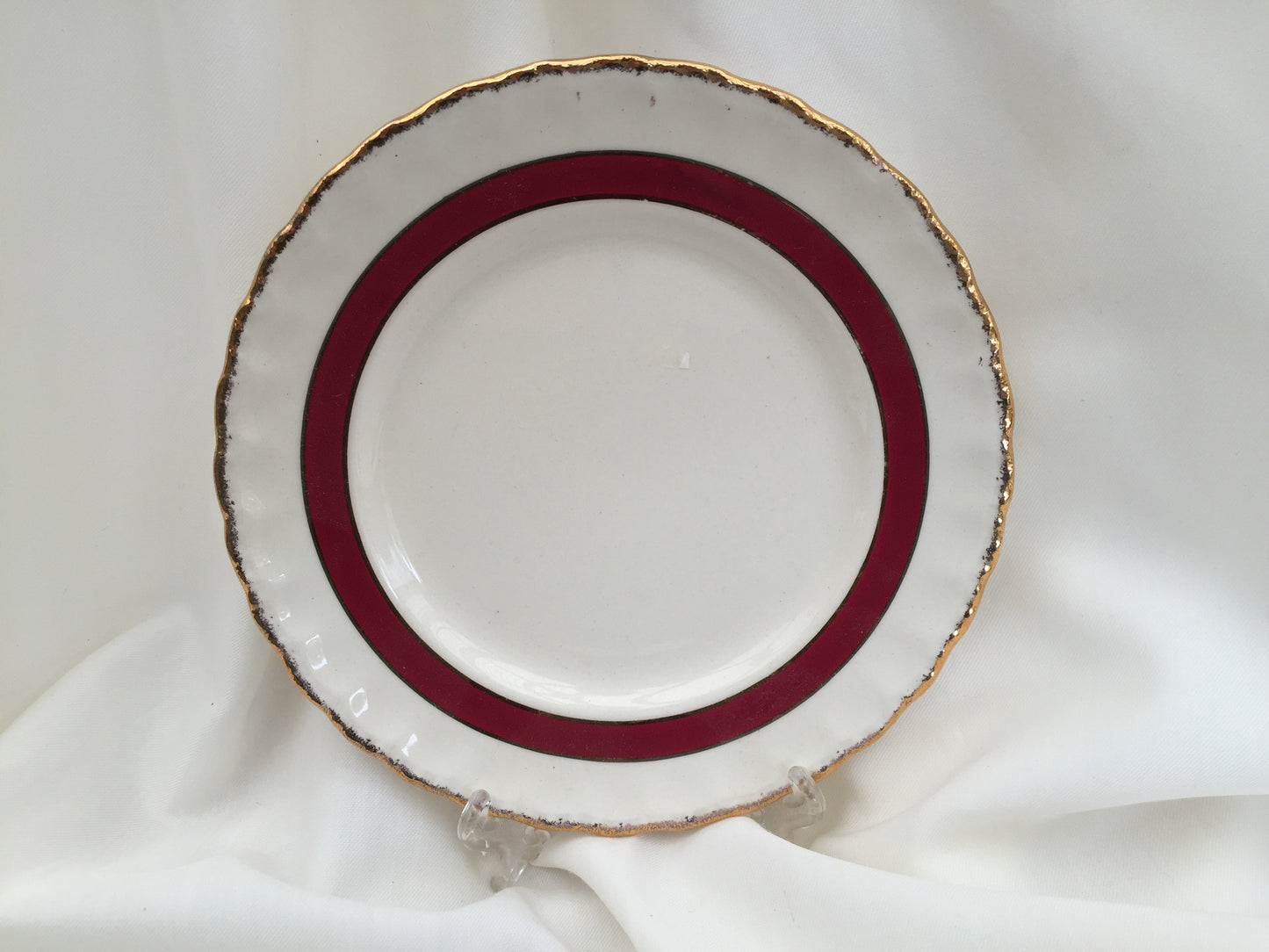 Creampetal Grindley 7" Bread and Butter Side Plate Ivory/Burgundy/Gold Band