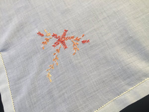 Vintage Embroidered Fine Batiste Linen Tablecloth