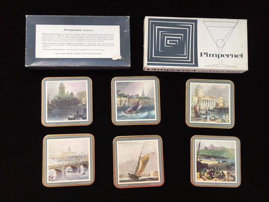 A Set of 6 Pimpernel Cork Coasters "ENGLAND"