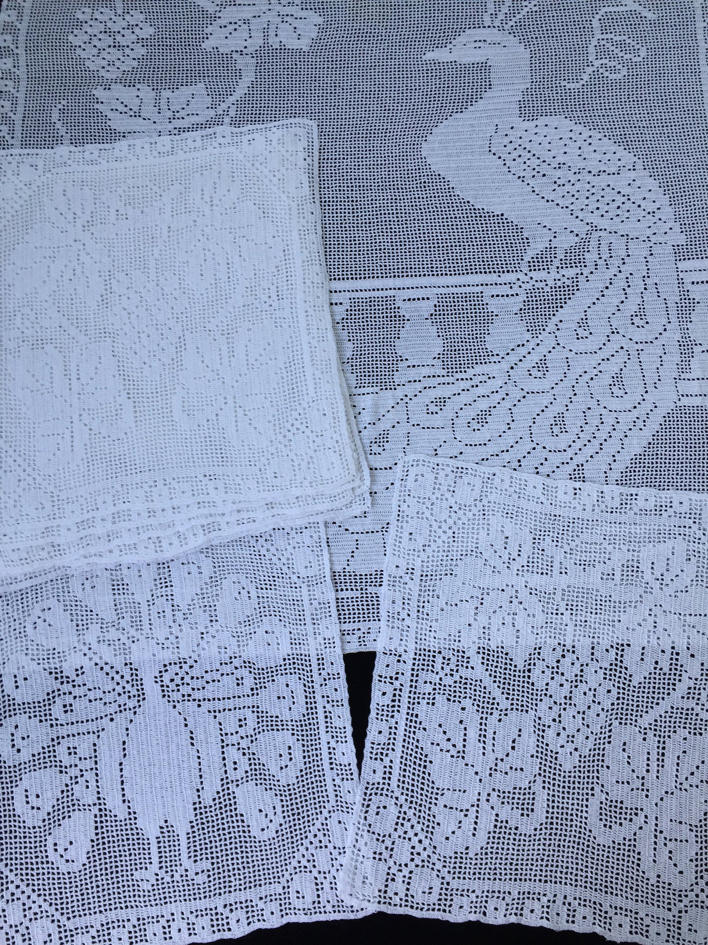 Antique White Lace Panels for Making the Mary Card Designed "Peacock and Grapevine" Bed Cover Chart No. 3