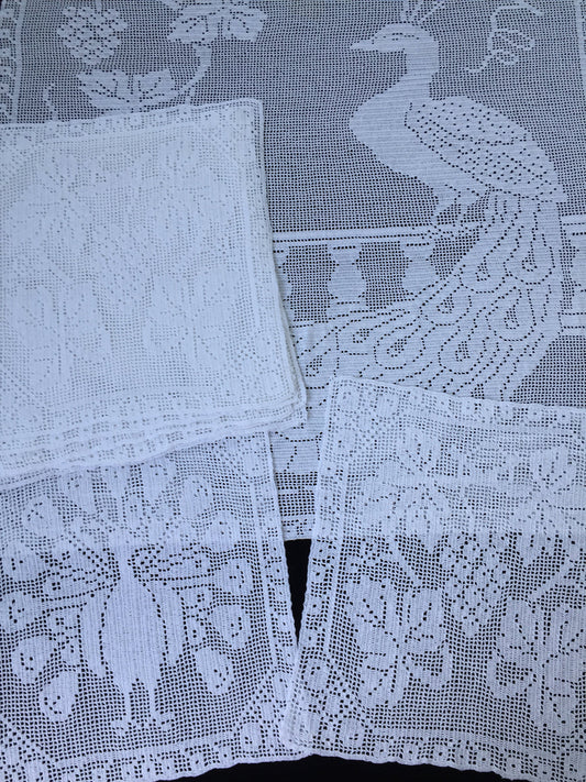 Antique White Lace Panels for Making the Mary Card Designed "Peacock and Grapevine" Bed Cover Chart No. 3