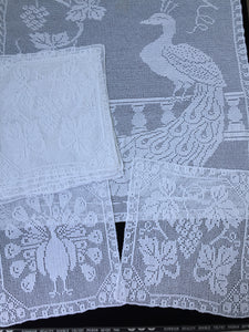 Antique White Lace Panels for Making the Mary Card Designed "Peacock and Grapevine" Bed Cover Chart No. 3