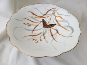 Hand Painted 9" Vintage Pedestal Bowl with Butterfly