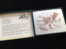 Load image into Gallery viewer, Vintage Boxed Set of 6 Anodised Aluminium Tumbler Coasters by Winchester Art Products England