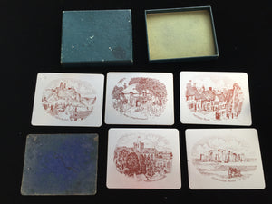 Vintage Boxed Set of 6 Anodised Aluminium Tumbler Coasters by Winchester Art Products England