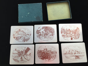 Vintage Boxed Set of 6 Anodised Aluminium Tumbler Coasters by Winchester Art Products England