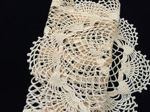Large Oval Yellow Vintage Crocheted Cotton Lace Doily