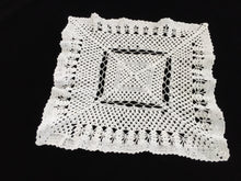 Load image into Gallery viewer, White Crocheted 1960s Square Vintage Doily