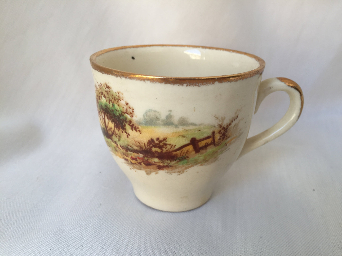 Vintage Espresso Cup without Saucer with Rural England Pattern