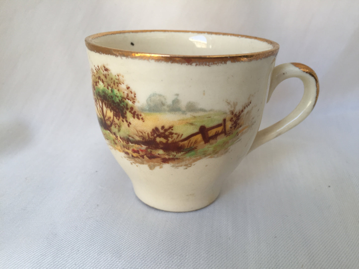 Vintage Espresso Cup without Saucer with Rural England Pattern
