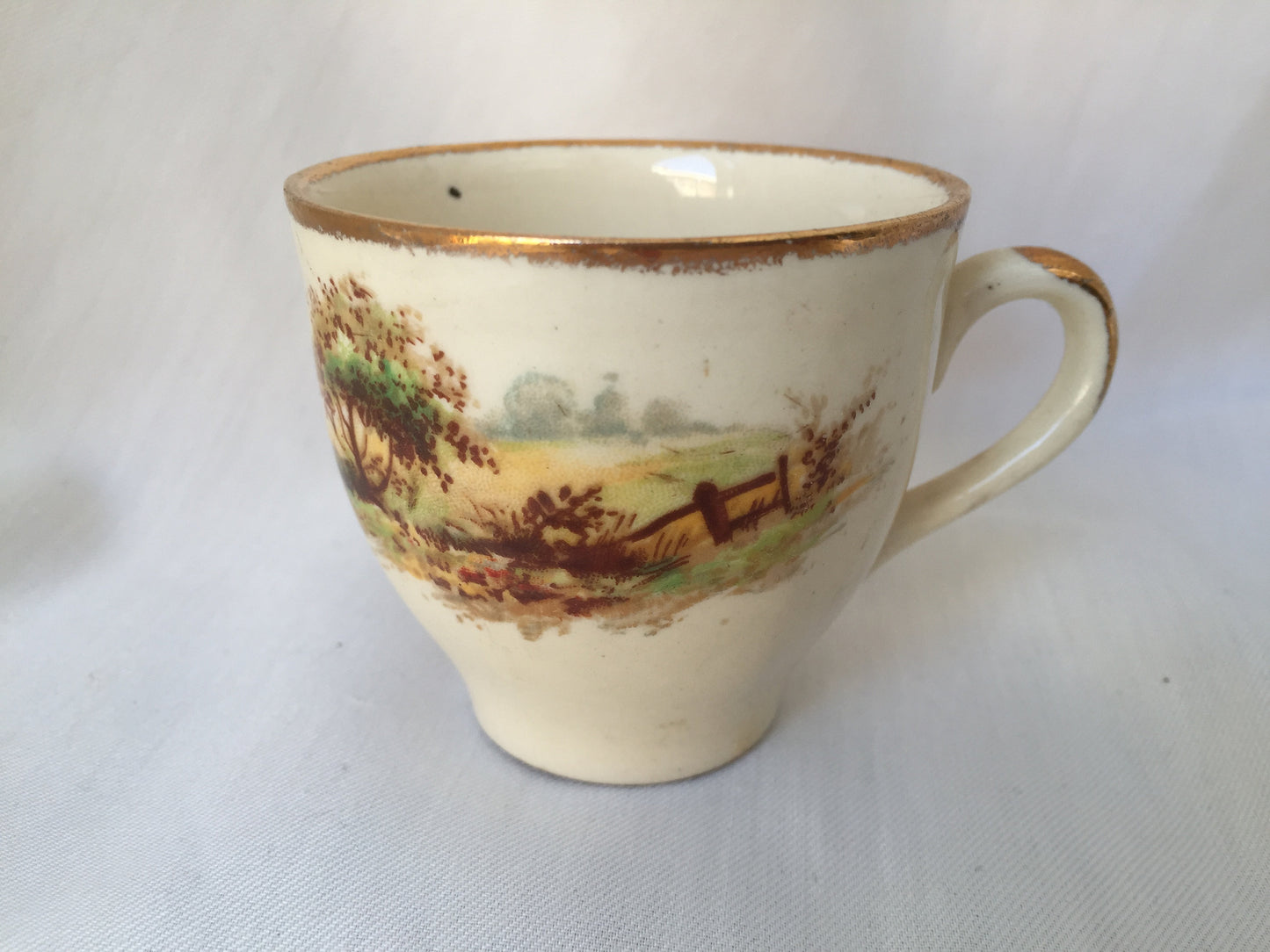 Vintage Espresso Cup without Saucer with Rural England Pattern