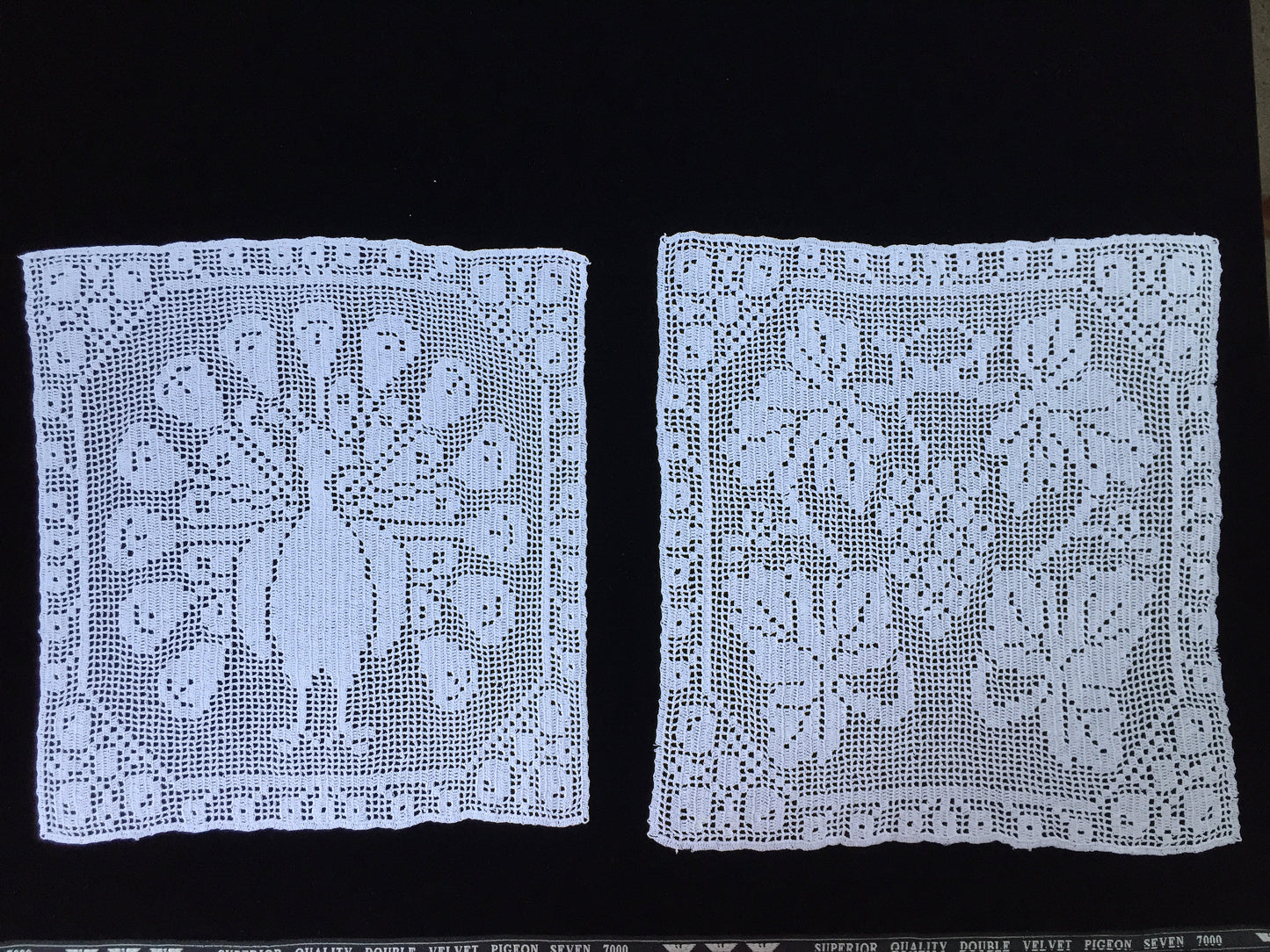 Antique White Lace Panels for Making the Mary Card Designed "Peacock and Grapevine" Bed Cover Chart No. 3