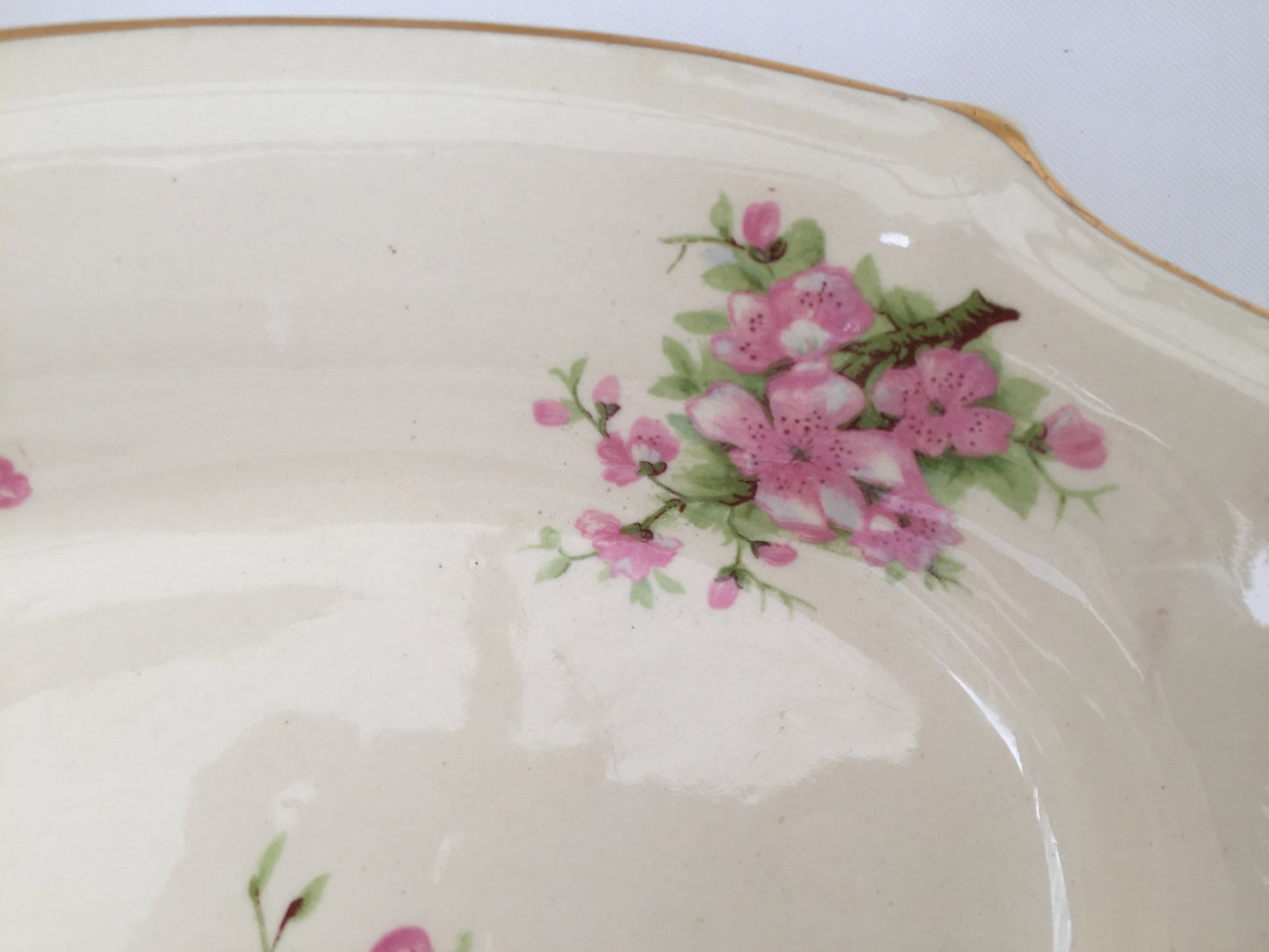 A J Wilkinson Honeyglaze Oval Candy Bowl with Peach Blossom Pattern