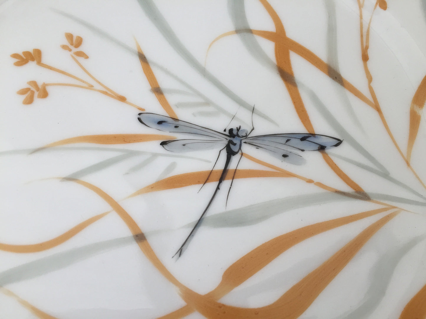 Hand Painted 9" Vintage Porcelain Plate with Dragonfly Design