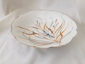 Hand Painted 9" Vintage Pedestal Bowl with Dragonfly