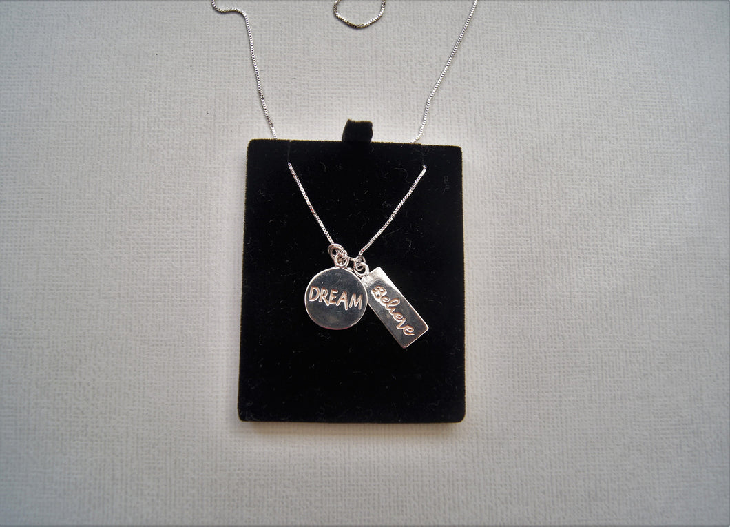 Vintage 925 Sterling Silver Necklace with Three Pendants 