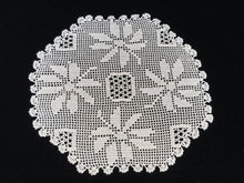 Load image into Gallery viewer, Vintage Poinsettia Christmas Flowers Ivory Coloured Filet Crochet Lace Doily