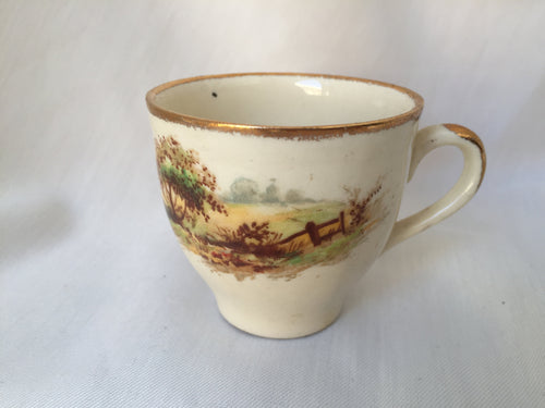 Vintage  Espresso Cup without Saucer with Rural England Pattern
