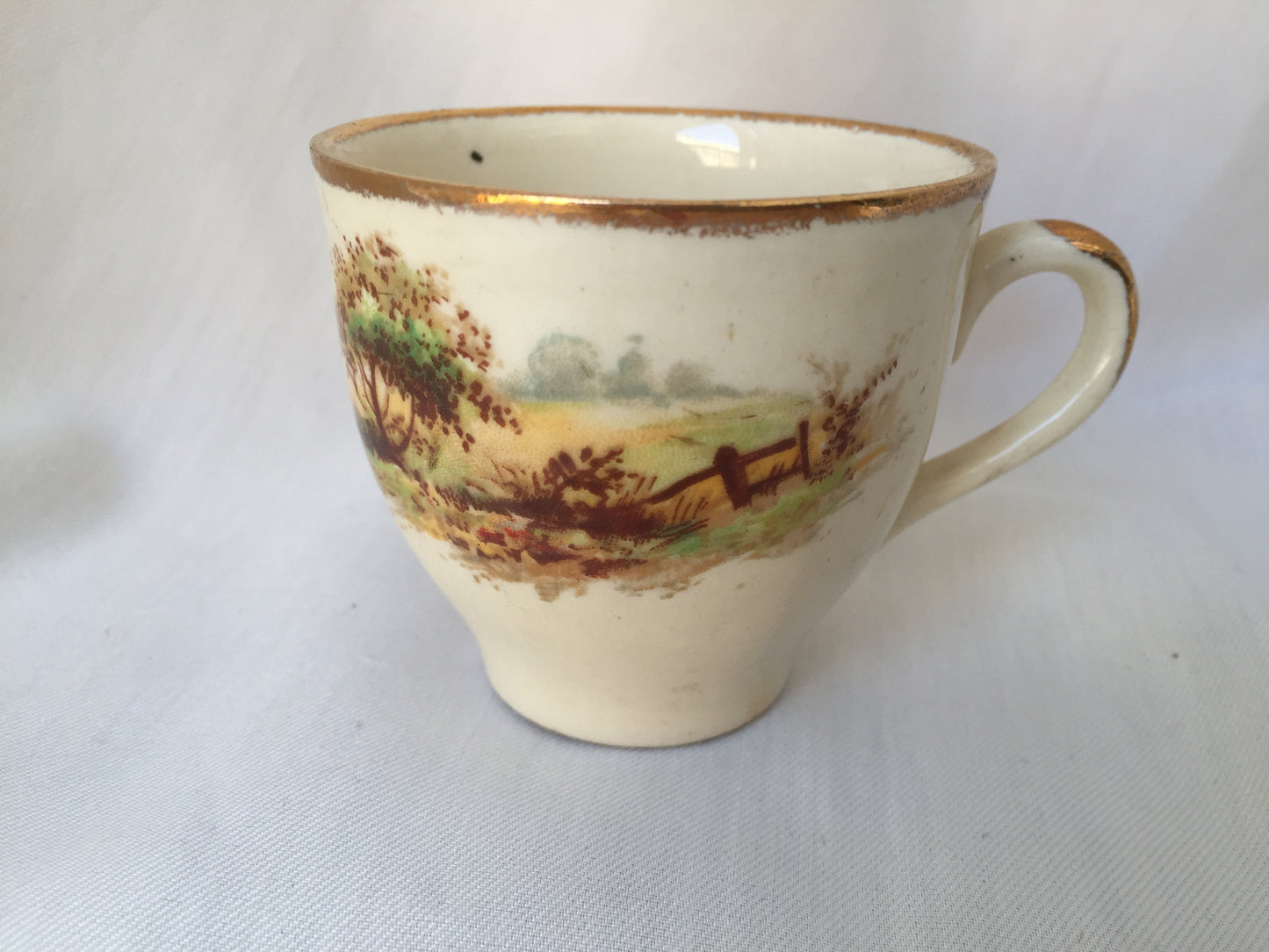 Vintage Espresso Cup without Saucer with Rural England Pattern