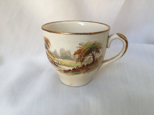 Vintage Espresso Cup without Saucer with Rural England Pattern