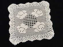 Load image into Gallery viewer, Vintage Ecru Filet Crochet Doily with Roses