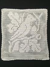 Load image into Gallery viewer, Sham Filet Crochet Lace Cushion Cover with Bird and Oak Tree Pattern