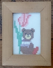 Load image into Gallery viewer, Set of 6 Nursery Cross Stitch Pictures Small Hand Embroidered Pictures in Wooden Frames