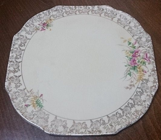 Elijah Cotton Ltd Lord Nelson Ware Cake Plate with Gold Filigree Border